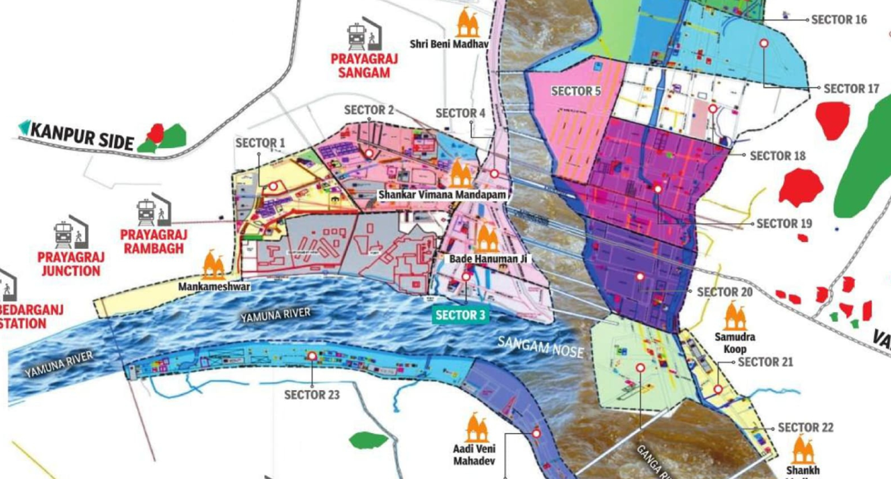 latest maha kumb mela maps with complete details sector wise prayagraj updates